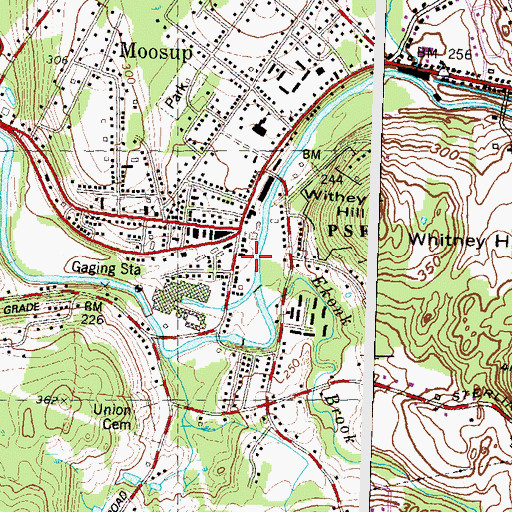 Topographic Map of Moosup Fire Department Station 94, CT
