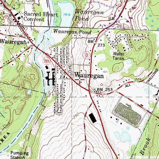 Topographic Map of Atwood Hose Fire Company Station 96, CT