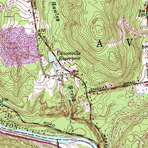 Topographic Map of Avon Volunteer Fire Department Station 4, CT