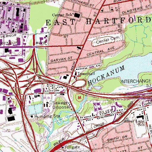 Topographic Map of East Hartford Fire Department Station 1, CT