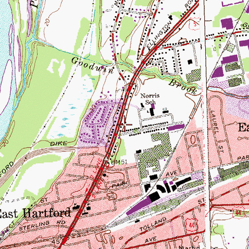 Topographic Map of East Hartford Fire Department Station 2, CT