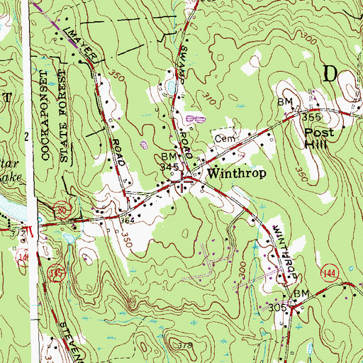 Topographic Map of Deep River Fire Department Winthrop Street Station, CT