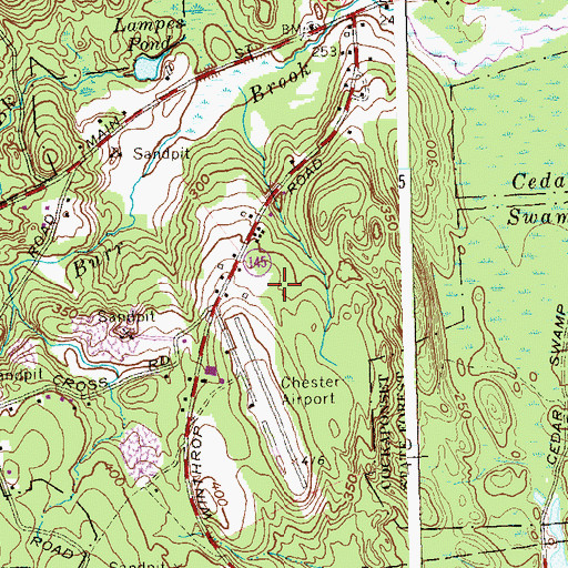 Topographic Map of Chester Fire Department Station 2, CT