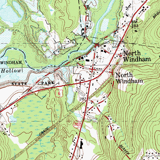 Topographic Map of North Windham Volunteer Fire Department, CT