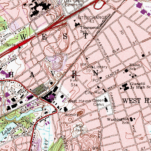 Topographic Map of West Haven Fire Department Headquarters, CT