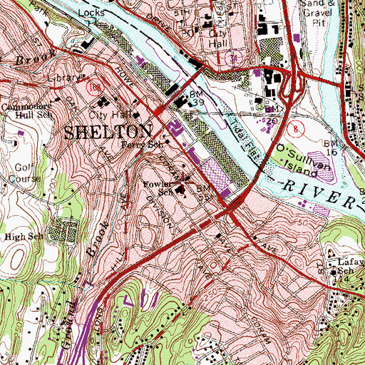 Topographic Map of Shelton Fire Marshal's Office, CT