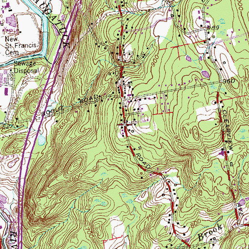 Topographic Map of Harwinton Westside Volunteer Fire Department, CT