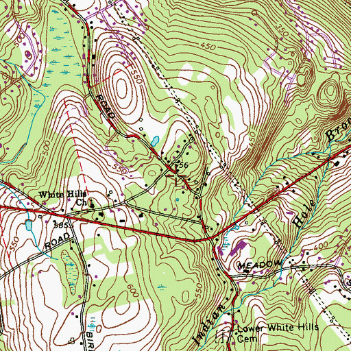 Topographic Map of White Hills Volunteer Fire Company 5, CT