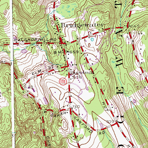 Topographic Map of Bridgewater Volunteer Fire Department, CT
