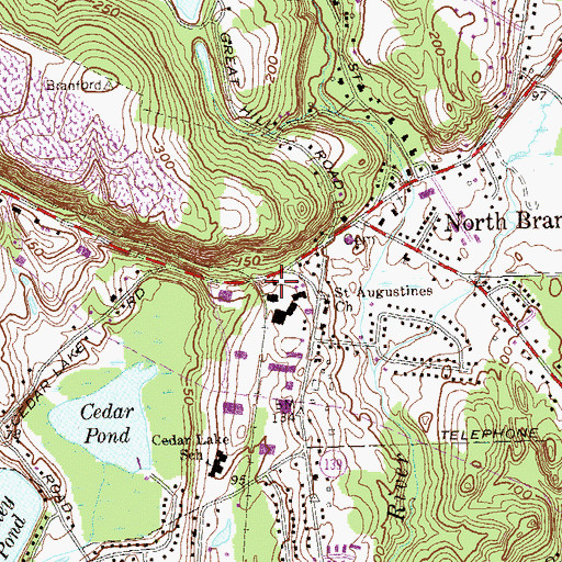 Topographic Map of North Branford Fire Department Company 1, CT