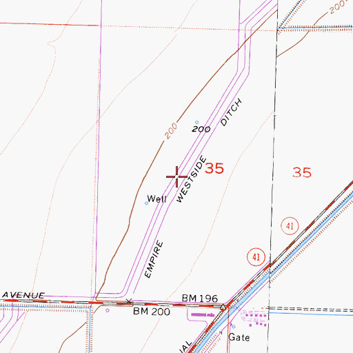 Topographic Map of Empire Westside Ditch, CA