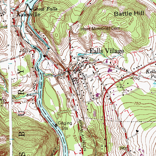 Topographic Map of Falls Village Volunteer Fire Department, CT