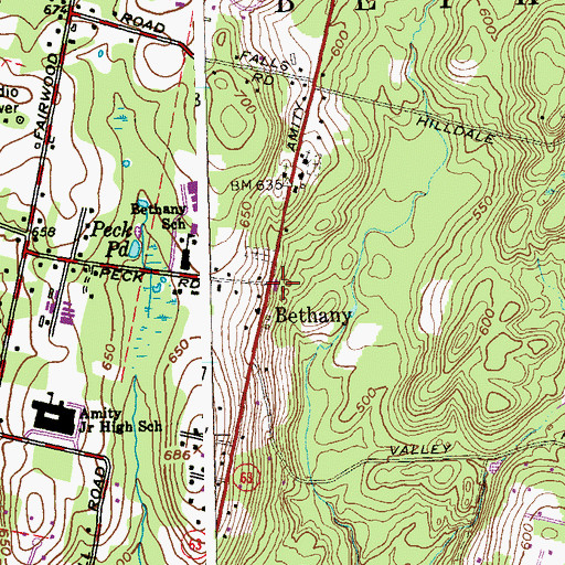 Topographic Map of Bethany Volunteer Firemans Association Headquarters, CT