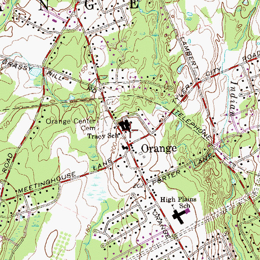 Topographic Map of Orange Volunteer Fire Department Station 1, CT