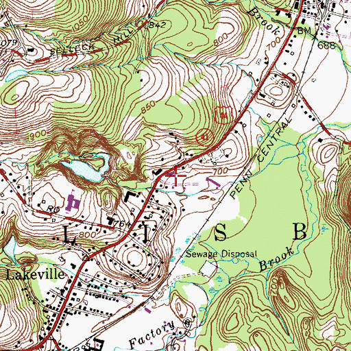 Topographic Map of Lakeville Hose Company, CT