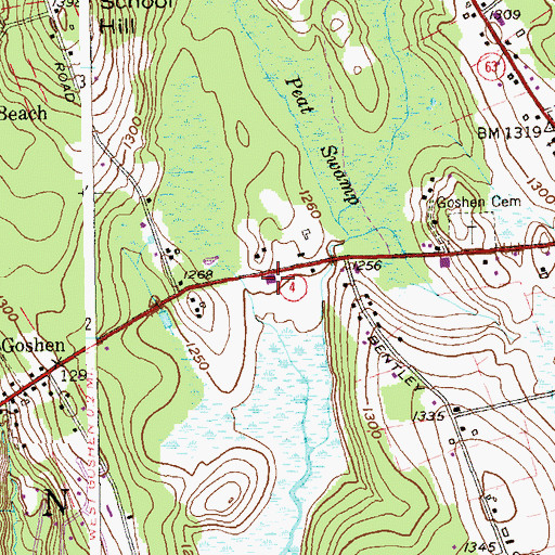 Topographic Map of Goshen Volunteer Fire Company, CT