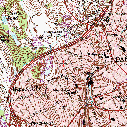 Topographic Map of Independent Volunteer Hose Company 4, CT