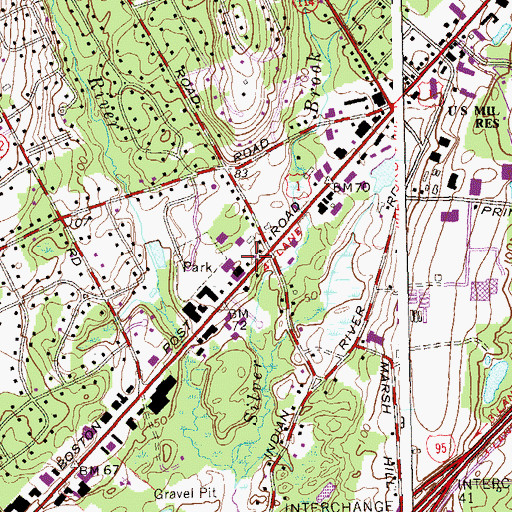 Topographic Map of Orange Volunteer Fire Department Station 2, CT