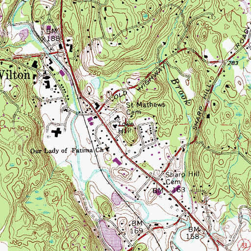 Topographic Map of Wilton Fire Department Station 1 Headquarters, CT