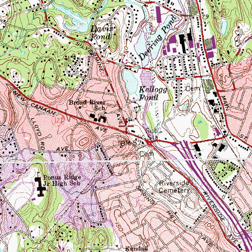 Topographic Map of Norwalk Fire Department Station 1, CT