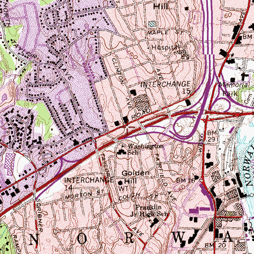 Topographic Map of Norwalk Fire Department Station 2 - Headquarters, CT
