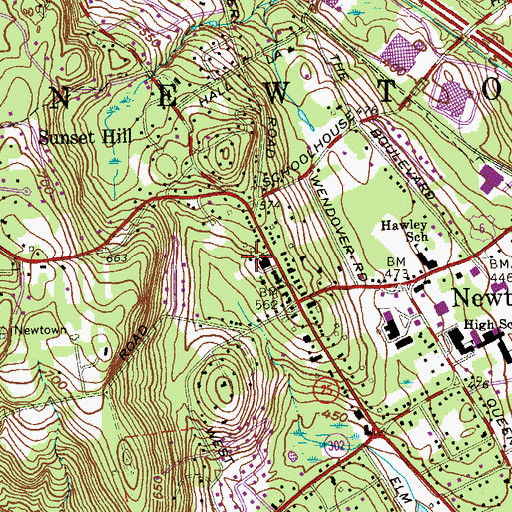 Topographic Map of Newtown Fire Department Hook and Ladder, CT