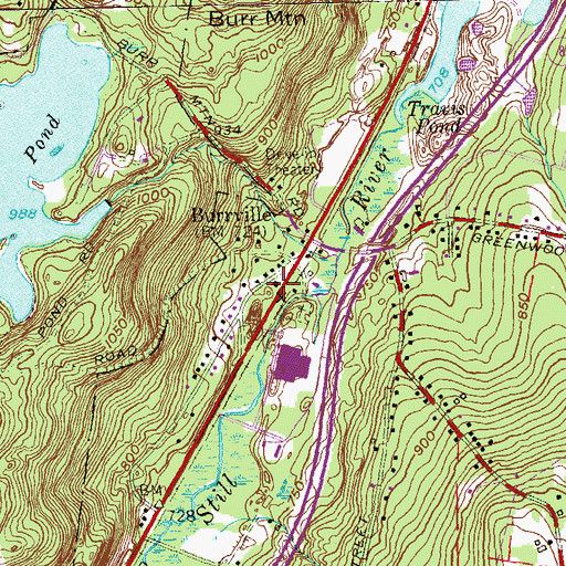 Topographic Map of Burrville Volunteer Fire Department, CT
