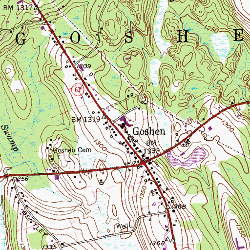 Topographic Map of Goshen Fire Marshal's Office, CT