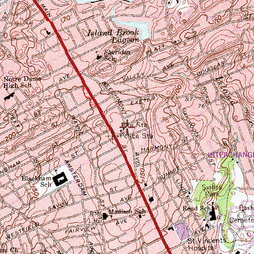 Topographic Map of Bridgeport Fire Department Engine Company 12, CT