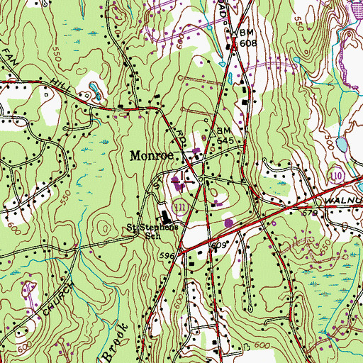 Topographic Map of Monroe Fire Marshal's Office, CT