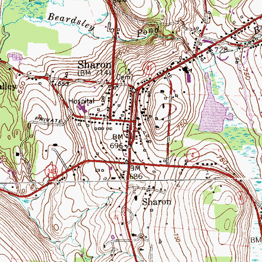 Topographic Map of Sharon Fire Marshal's Office, CT