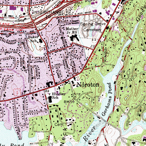 Topographic Map of Noroton Fire Department, CT