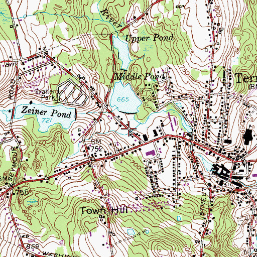 Topographic Map of Terryville Volunteer Fire Department Headquarters, CT