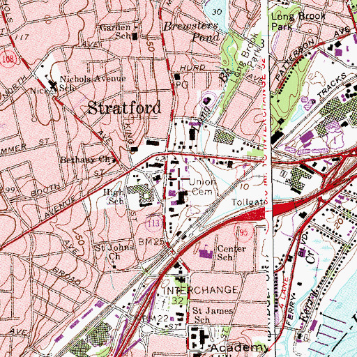 Topographic Map of Stratford Fire Department Station 1 Headquarters, CT