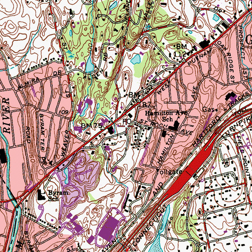 Topographic Map of Greenwich Fire Chief's Office, CT