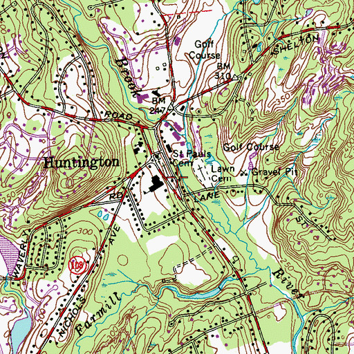 Topographic Map of Huntington Fire Company 3, CT