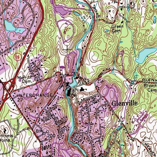 Topographic Map of Greenwich Fire Department Station 4 Glenville, CT