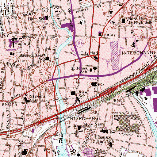 Topographic Map of Stamford Fire Marshal's Office, CT
