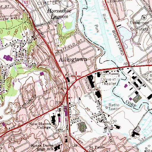 Topographic Map of Allingtown Fire District Headquarters, CT