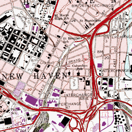 Topographic Map of New Haven Fire Department Engine Company 4, CT