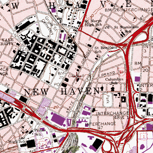 Topographic Map of New Haven Fire Communications, CT