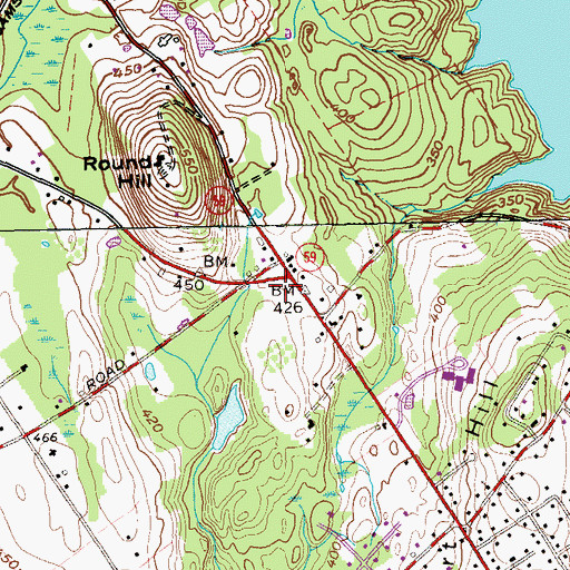 Topographic Map of Easton Volunteer Fire Department, CT