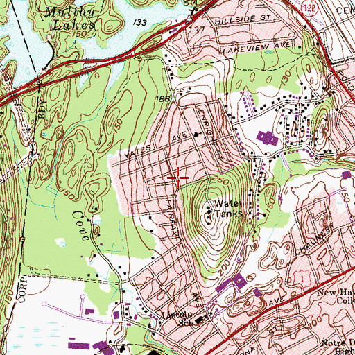 Topographic Map of Allingtown Fire District Minor Park Station, CT