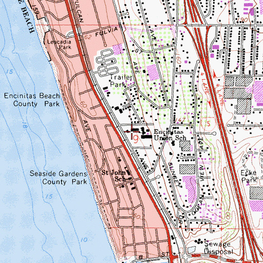 Topographic Map of Paul Ecke Central Elementary School, CA