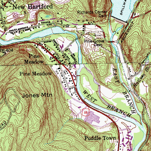 Topographic Map of Pine Meadow Volunteer Fire Department, CT