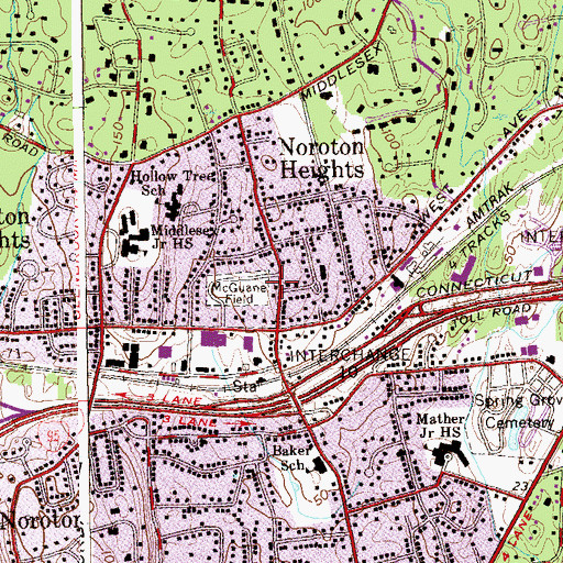 Topographic Map of Noroton Heights Fire Department, CT
