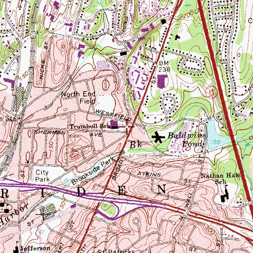 Topographic Map of Meriden Fire Engine Company 4, CT