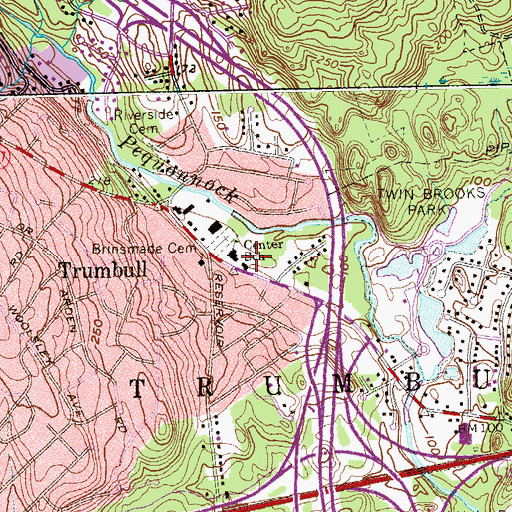 Topographic Map of Trumbell Center Fire Department Station 1, CT
