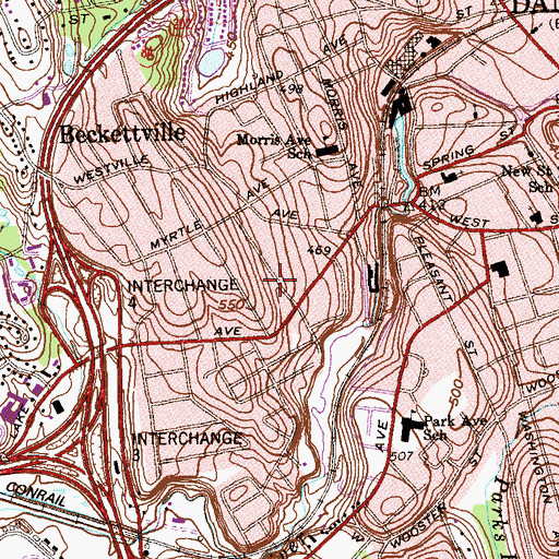 Topographic Map of Phoenix Volunteer Hose Company 8, CT