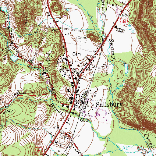 Topographic Map of Salisbury Fire Marshal's Office, CT